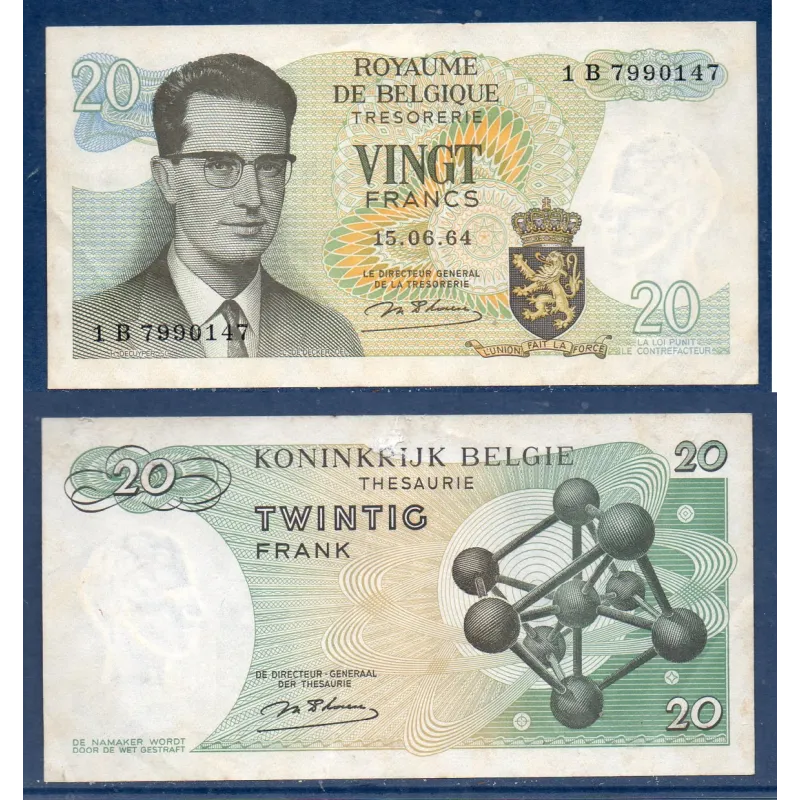 Belgique P.138 Sup, Billet de 20 Francs Belges 1964 baudouin 1er Belgique P.138 Sup, Billet de 20 Francs Belges 1964 baudouin 1er