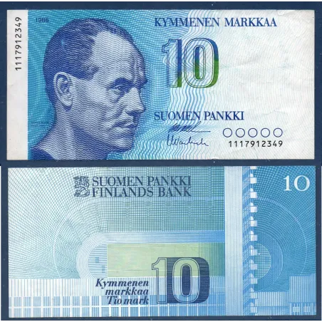 Finlande P.113a, TTB Billet de 10 markka 1986 Paavo Nurmi
