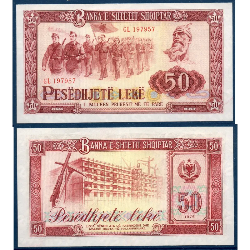Albanie P.45a, Spl Billet de 50 Leke 1976 défilé