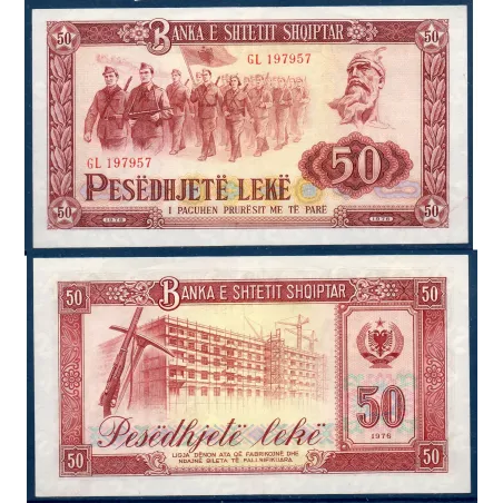 Albanie P.45a, Spl Billet de 50 Leke 1976 défilé