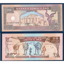 Somaliland P.3a, Spl, Billet de 20 Shilings 1996 koudou