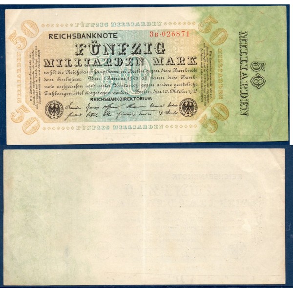 Allemagne P.119a, TTB Billet 50 milliard Mark 1923 feuilles