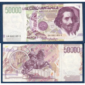 Italie P.116a, TTB Billet de 50000 Lire 1992 Bernini