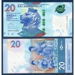 Hong Kong P.218a, Neuf Billet de 20 dollars 2018 Lion