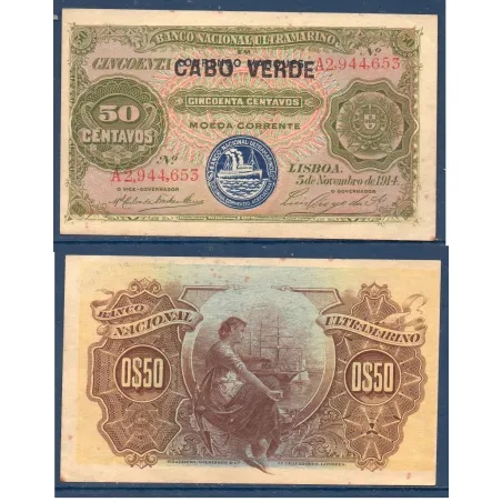 Cap vert P.22, Spl, Billet de 50 Centavos 1921 provisoire