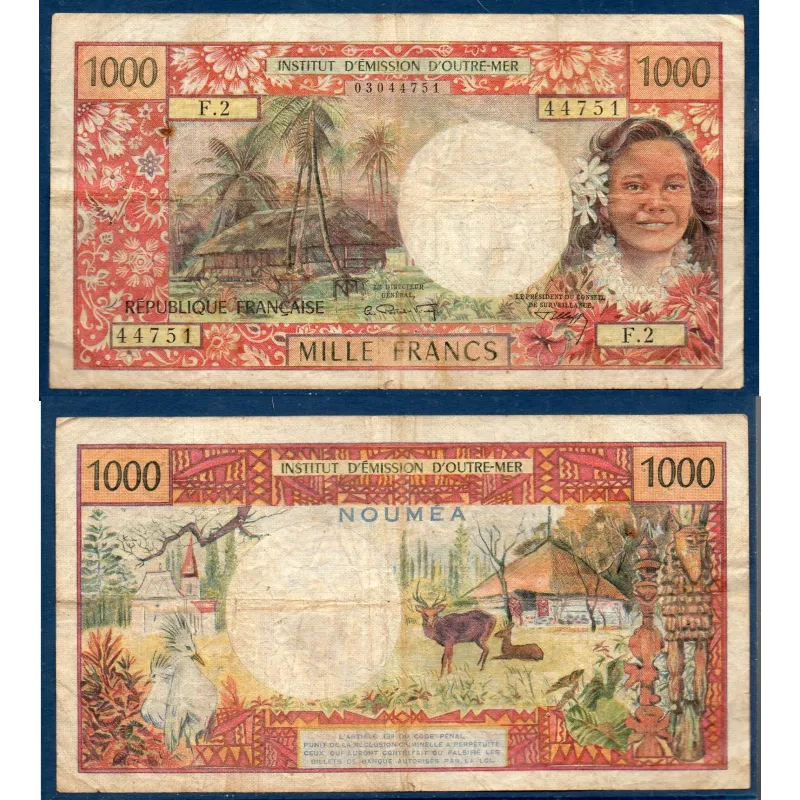Nouvelle Calédonie P.64a, B Billet de 1000 Francs 1967-1972 Nouvelle Calédonie P.64a, B Billet de 1000 Francs 1967-1972