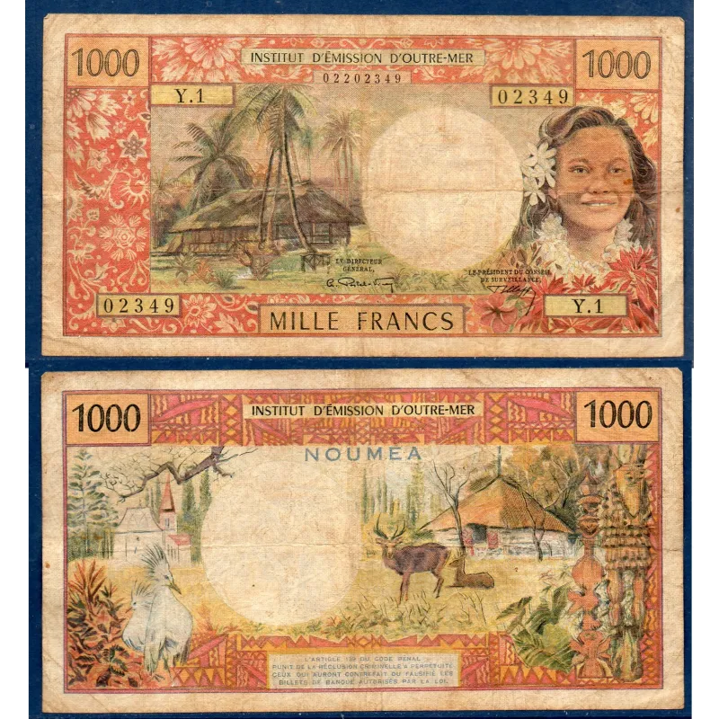 Nouvelle Calédonie P.61, B Billet de 1000 Francs 1969 Nouvelle Calédonie P.61, B Billet de 1000 Francs 1969