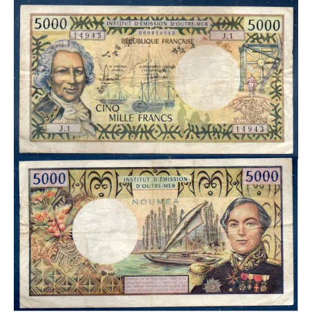 Nouvelle Calédonie P.65b, TB Billet de 5000 Francs 1973 Bougainville