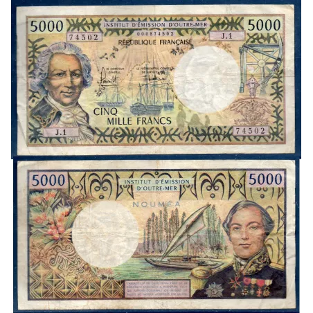 Nouvelle Calédonie P.65b, TB Billet de 5000 Francs 1973 Bougainville