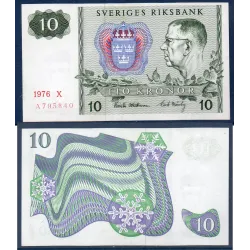 Suède P.52d, Spl, Billet de 10 Kronor 1976-1985 Flocons