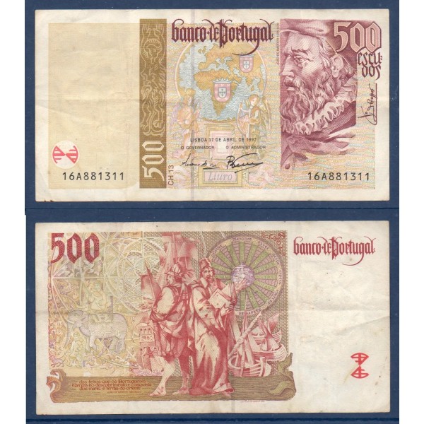 Portugal P.187a, TB Billet de 500 Escudos 17.4.1997 Joao de Barros