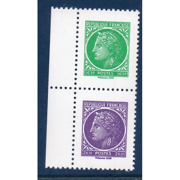 Timbre France 5863-5864 Paire verticale, 80 ans Cérès de Mazelin Neuf
