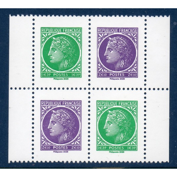 Timbre France 5863-5864 bloc de 4, 80 ans Cérès de Mazelin Neuf