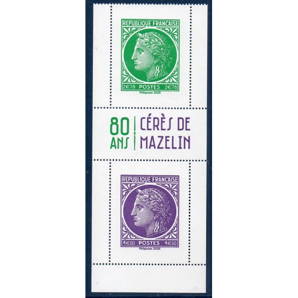 Timbre France 5865-5866, grand format, 80 ans Cérès de Mazelin Neuf
