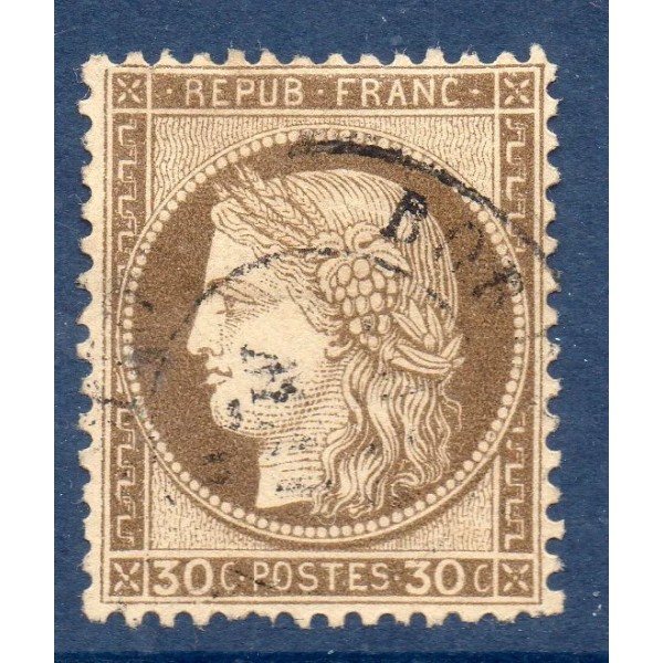 Timbre France Yvert No 56 Type Cérès 30c brun Oblitéré CaD type 17