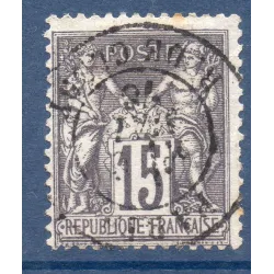 Timbre France Yvert No 77 Type II Sage 15c gris Oblitéré