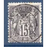 Timbre France Yvert No 77 Type II Sage 15c gris Oblitéré