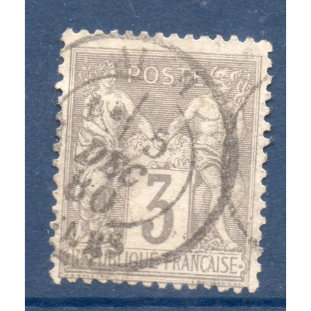 Timbre France Yvert No 87 Type II Sage 3c gris Oblitéré