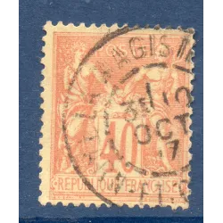 Timbre France Yvert No 94 Type II Sage 40c orange Oblitéré