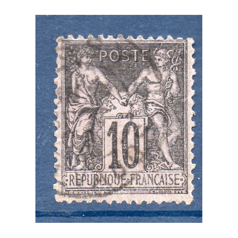 Timbre France Yvert No 103 Type I Sage 10c noir s. lilas Oblitéré Timbre France Yvert No 103 Type I Sage 10c noir s. lilas Oblitéré