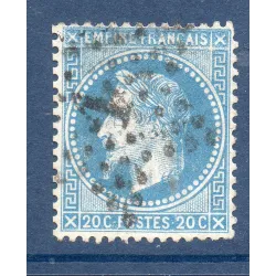 Timbre France Yvert No 29A Empire Lauré 20c bleu Oblitéré étoile