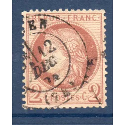 Timbre France Yvert No 51 Type Cérès 2c rouge-brun Oblitéré CaD type 16