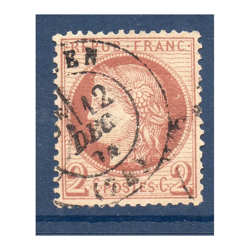 Timbre France Yvert No 51 Type Cérès 2c rouge-brun Oblitéré CaD type 16 Timbre France Yvert No 51 Type Cérès 2c rouge-brun Oblitéré CaD type 16