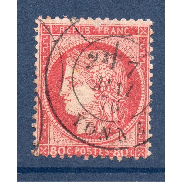 Timbre France Yvert No 57a Type Cérès 80c carmin-rose Oblitéré CaD type 17