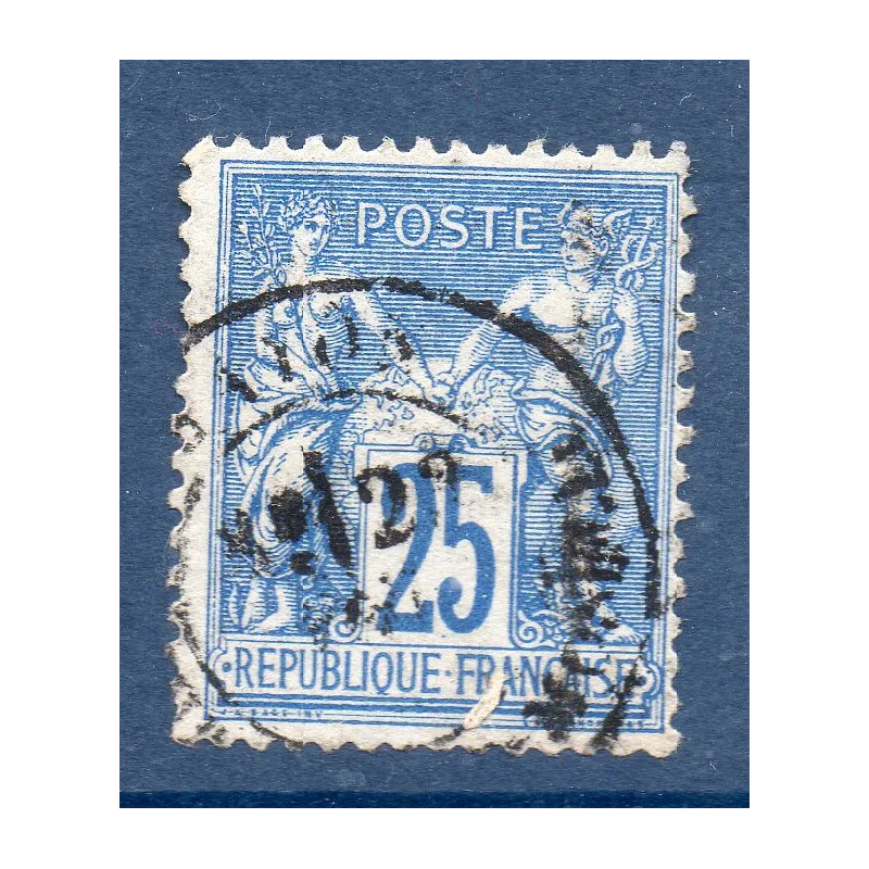 Timbre France Yvert No 79 Type II Sage 25c bleu Oblitéré Timbre France Yvert No 79 Type II Sage 25c bleu Oblitéré