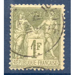 Timbre France Yvert No 82 Type II Sage 1 fr olive clair Oblitéré