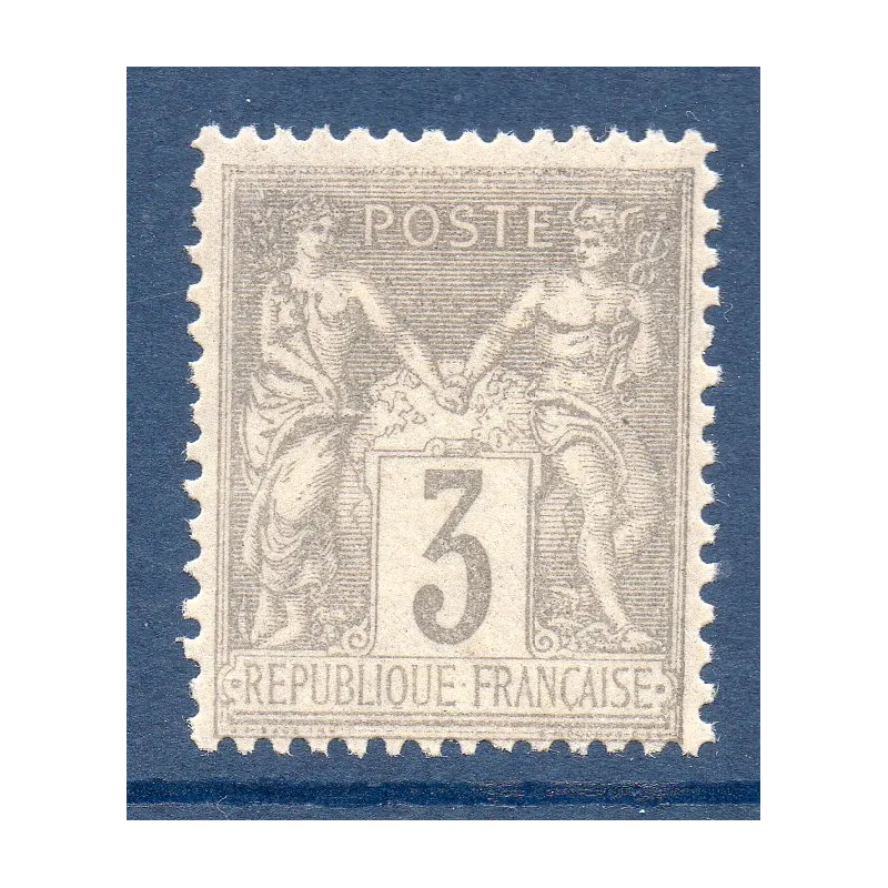 Timbre France Yvert No 87 Type II Sage 3c gris Neuf * sur charnière Timbre France Yvert No 87 Type II Sage 3c gris Neuf * sur charnière