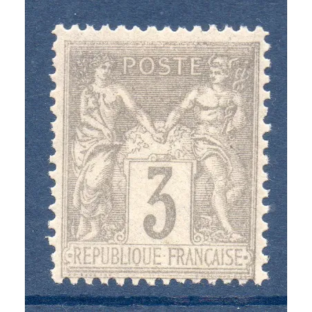 Timbre France Yvert No 87 Type II Sage 3c gris Neuf * sur charnière