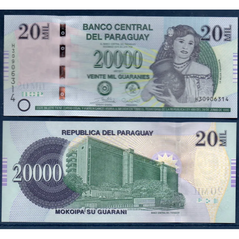 Paraguay P.238c, neuf Billet de 20000 Guaranies 2017 femme au pot Paraguay P.238c, neuf Billet de 20000 Guaranies 2017 femme au pot