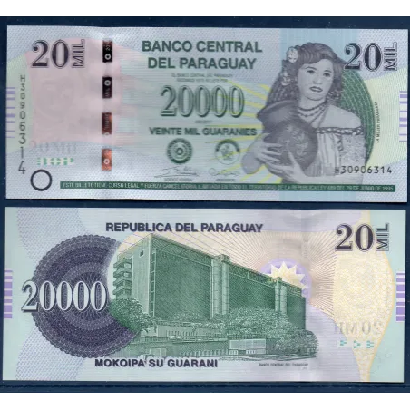 Paraguay P.238c, neuf Billet de 20000 Guaranies 2017 femme au pot