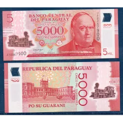 Paraguay P.234d, Billet de 5000 Guaranies 2022 Carlos Antonio López
