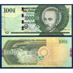 Paraguay P.240d, neuf Billet de 100000 Guaranies 2021 Roque Gonzalez Santa Cruz