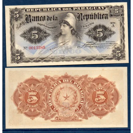 Paraguay P.156, Spl Billet de 5 Pesos 1907 Liberty