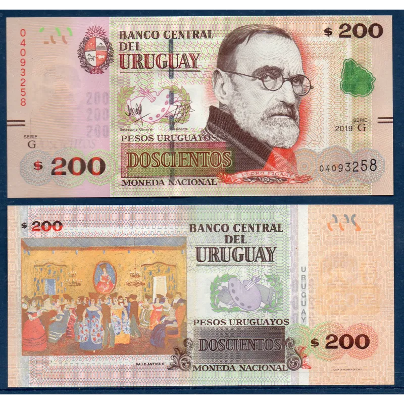 Uruguay P.96b, neuf Billet de 200 Pesos 2019 Pedro Figari