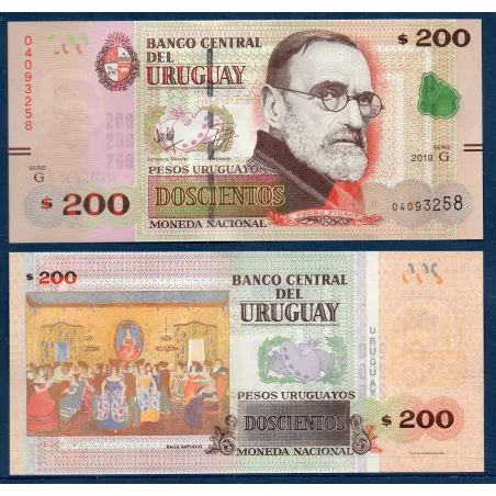 Uruguay P.96b, neuf Billet de 200 Pesos 2019 Pedro Figari