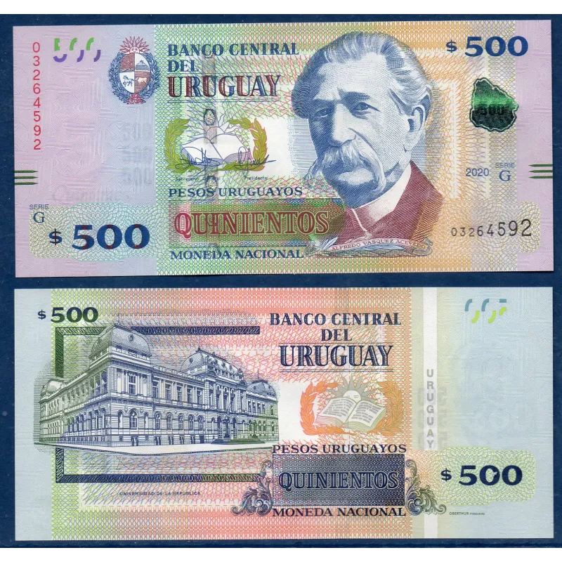 Uruguay P.97c, neuf Billet de 500 Pesos 2020 Alfredo Vazquez Acevedo