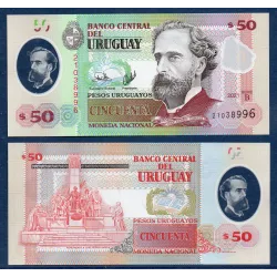 Uruguay P.102b, Neuf Billet de 50 Pesos 2021 Jose Pedro Varela