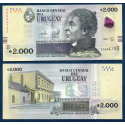 Uruguay P.99c, neuf Billet de 2000 Pesos 2021 Damaso Antonio Larranaga