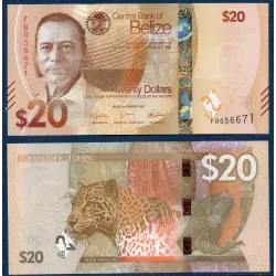 Belize P.76, neuf Billet de 20 dollars 2025 George Cadle Price