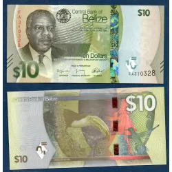 Belize P.75, neuf Billet de 10 dollars 2025 Philip Goldson