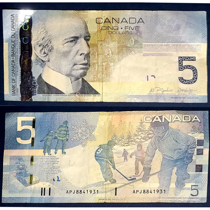 Canada P.101Aa, TB Billet de 5 dollar 2006-2011 Hockey Canada P.101Aa, TB Billet de 5 dollar 2006-2011 Hockey