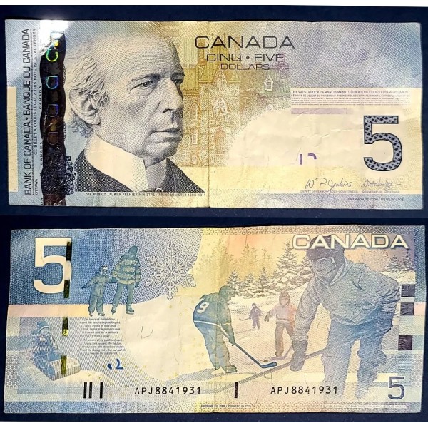 Canada P.101Aa, TB Billet de 5 dollar 2006-2011 Hockey