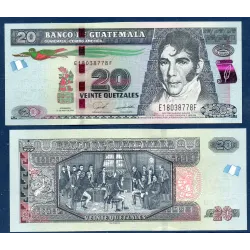Guatemala P.124i, Neuf Billet de 20 Quetzales 2020