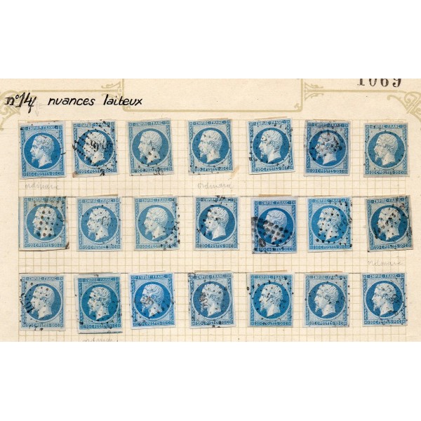 lot de 108 Timbres France Yvert No 14  Oblitérés diverses nuances