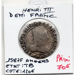 Demi Franc au col plat 1587 F Angers Henri III TB-