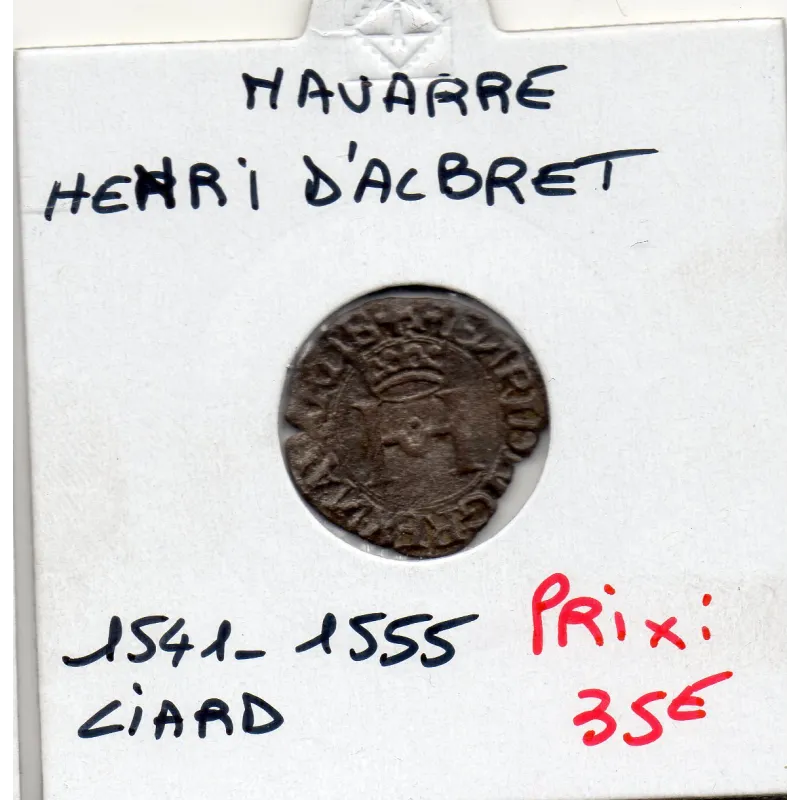 Royaume de Navarre, Henri d'Albret (1541-1555) Liard à la croisette Royaume de Navarre, Henri d'Albret (1541-1555) Liard à la croisette